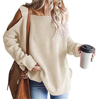 China Anti-Wrinkle Women's Off Shoulder Sweater Square Neck Oversized Thick Long Batwing Sleeve Knit Winter Waist Tied Sweater Top for sale