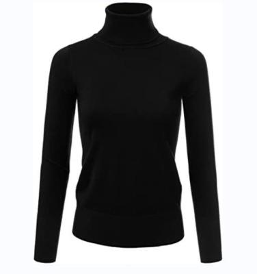 China Factory Customized Ladies Anti Shrink Stretch Knit Turtle Neck Long Sleeve Pullover Sweater for sale