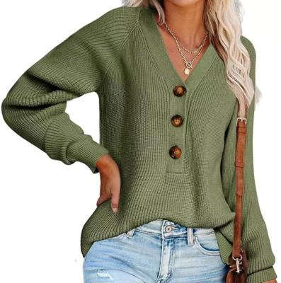 China Anti-wrinkle Ladies Button Sweater Knitted Long Sleeve Sweater Can Be Customized for sale