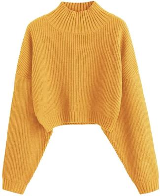 China Anti-shrink ladies fashion knit sweaters long sleeve sports crop tops women's sweaters cropped sweaters for sale