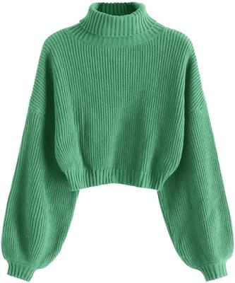 China Anti Shrink Ladies Shoulder Drop Long Sleeve Turtle Neck Pineapple Pullover Sweater for sale