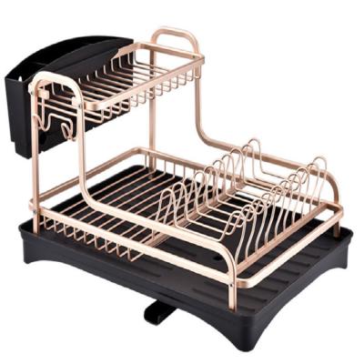 China Viable Wholesale Metal Double-Shelf Shelves Pull Down Dish Drainer Kitchen Storage Rack For Sale for sale