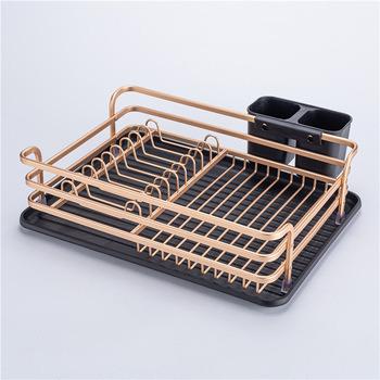 China Durable Aluminum Dish Drainer Kitchen Rack Dish Drying Rack Organizer Dish Expandable Folding Rustproof Dryer for sale