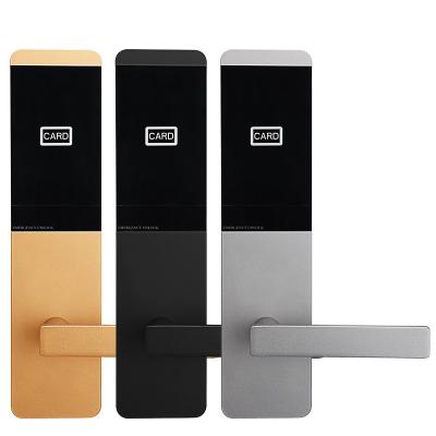 China Aluminum Alloy Best Security Popular Smart Keyless Handle Hotel Door Lock With Key Access Card for sale