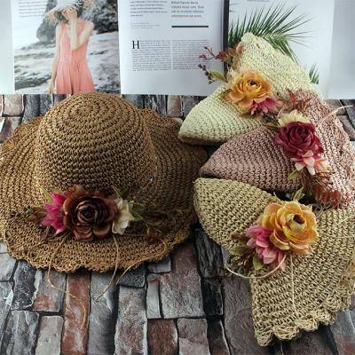 China Foldable Sun Hat Korean Version Sun Protection Handwoven Striped Outdoor Hat Fisherman Hat Ladies for sale