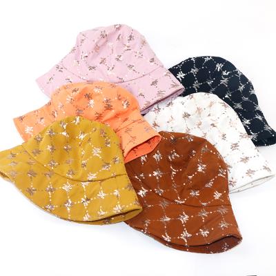 China Can Customize Fisherman Striped Wholesale Unisex Designer Hat Sunshade Cotton Sequined Fisherman Hat for sale