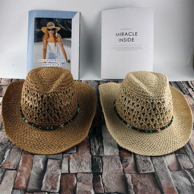 China Straw Hat Male Sun Hat Handwoven Striped Breathable Female European And American Western Cowboy for sale