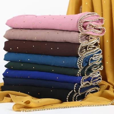 China High Quality Diamond Headscarf Long Ladies Hijab Pearl Chiffon Autumn And Winter New Spring European American Summer for sale