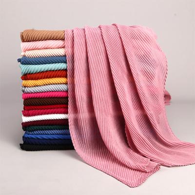 China European American Designer Scarf Styles Women 70cm-180cm Pleated Shawl Hijab Scarf Muslim Ladies Scarves 26 Color 70cm*180cm Autumn HY Autumn for sale