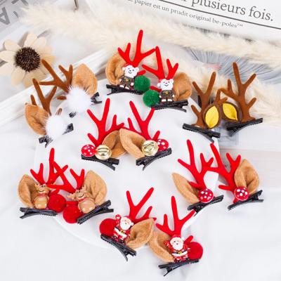 China 2021 European and American Elk Hairpin Women's Elk Gift Christmas Series Hairy Style Antler Hair Accessories for sale