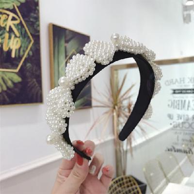 China Popular Korean Hair Accessories Stunned Headband Hair Bands For Girls Kids Bead Bow Headband for sale