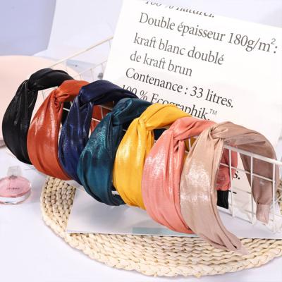 China Wide Bright Color Satin Cross Headband Latest Popular Brimmed Headband Designs For Women for sale