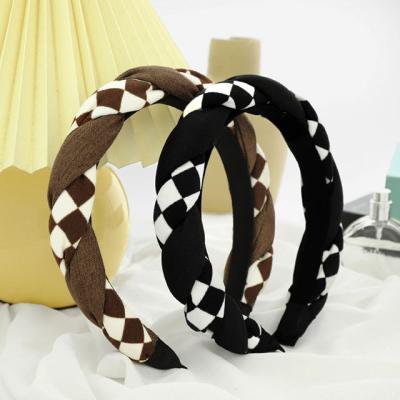 China Fashion Plaid Cloth Hair Band Braid Headband Women Thin Headband Custom Made Headband for sale