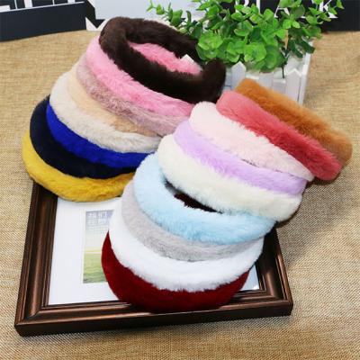 China 2021 Winter High Quality Artificial Headband Faux Popular Thin Rabbit Fur Hairbands Women's Artificial Headband for sale