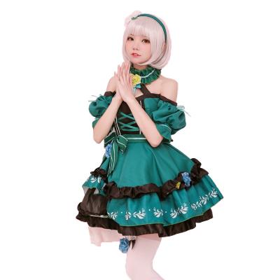 China Japanese polyester animation green princess dress cosplay clothes and cute maid dress cosplay clothes for sale