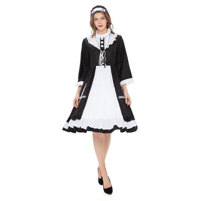 China Polyester Lolita Dress Cosplay Japanese Cross Nun Apron Maid Uniform Costume for sale