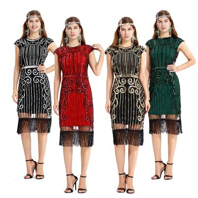 China Vintage 1920s Gatsby Dress Sets Handwoven Beaded Beaded Sequins Dress Party for sale