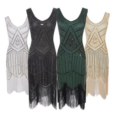 China Sets 1920 Vintage sequined tassel dress Tassel dress Amazon party dress for sale