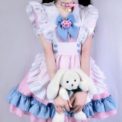 China Japanese Plus Size Cute Polyester Costume Pink Maid Maid Girl Blue Lolita Dress for sale