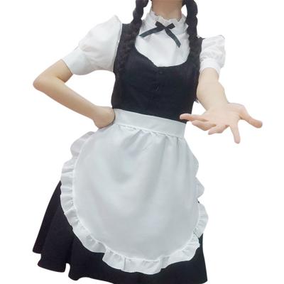 China Japanese Black And White Polyester Anime Restaurant Cafe Work Wear Maid Dress Lolita Dress for sale