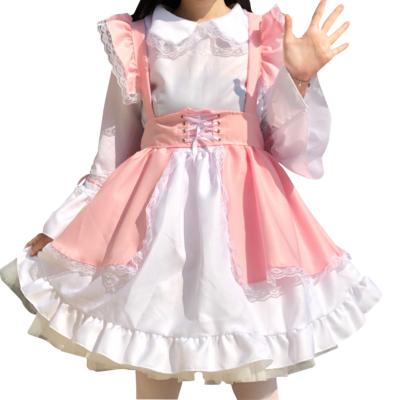 China Plus Size Japanese Cosplay Cafe Uniform Plus Size Cute Polyester Lolita Dress Maid Maid Pink Dress for sale