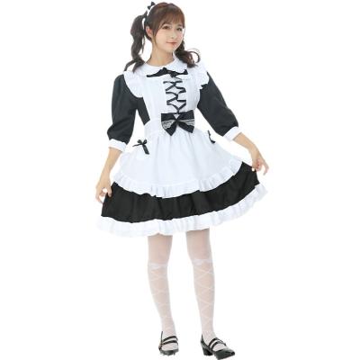 China Black And White Cute Soft Polyester Girl Lolita Dress Alice Maid Dress Cafe Maid Jumpsuits for sale