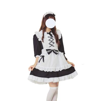 China Black And White Cute Soft Polyester Girl Dress Lolita Dress Alice Costume Maid Costume Maid Costume for sale