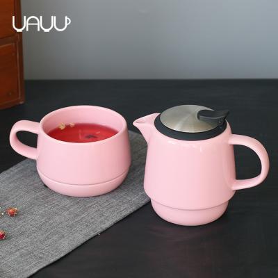 China High quality ceramic teaware 600ml individual coffee set teapot cup set viable one for one for sale