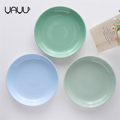 China Good Quality Viable Color Multiple Round 9 Inch Platter Dishes / Food Round Ceramic Dinner Plate For Sale for sale