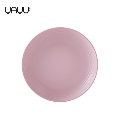 China Sustainable Elegant Wedding Decoration Round Matte Glazed Ceramic Dinner Rose Round Dish For Sale for sale