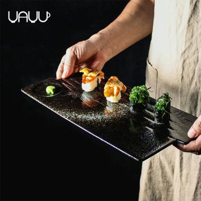 China Sustainable Irregular Sushi Dinner Take Care Restaurant Modern Serving Luxury Ceramic Dinner Plate for sale