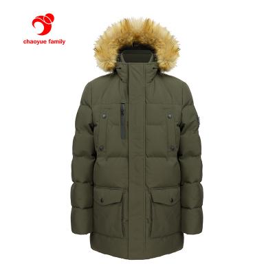 China Fur 100% Polyester Waterproof Mens Parkas Hood Padded Jacket Windbreak Puffer Down Jacket for sale