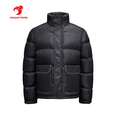 China Custom Men's Hooded Collar Windproof Winter Jacket Fashion Men's Casual Men's Comic Coats Black for sale