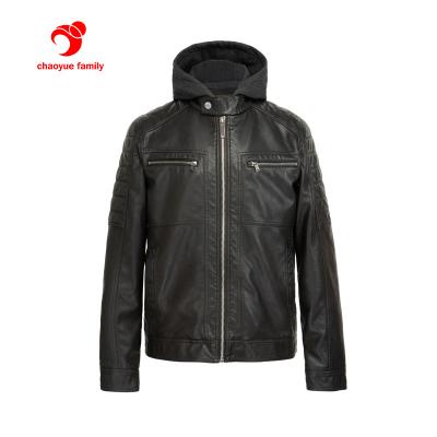 China Custom Made Jackets Men's Faux Leather Jackets Waterproof Windproof PU Hooded Mens Motorcycle Jackets for sale