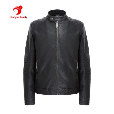 China Custom Made Men's Thick Clothing Jacket Black Pu Leather Windproof Thick Leather Jacket Waterproof for sale