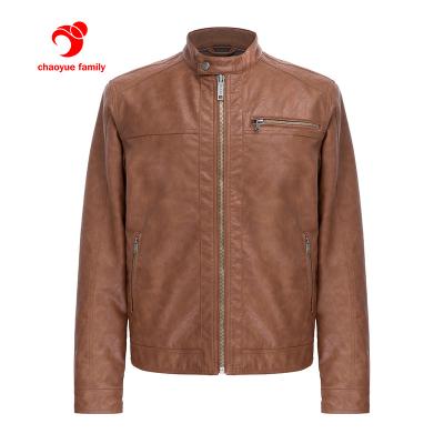 China Wholesale Warm Sale Waterproof Brown Leather Jacket Motorcycle Pu Windproof Casual Jacket for sale