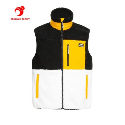 China OEM QUICK DRY Colorblock Sherpa Sleeveless With Zipper Chest Pocket Fleece Vest Men for sale