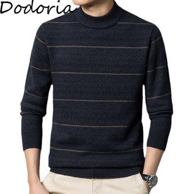 China High Quality 100% Wool Sweater Winter Design Size Neck Striped Custom Made Gear Knitting Pullover Mens Sweater for sale