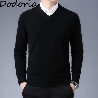 China Custom Men's Pullover V-Neck Pullover Winter Basic Solid Color Men's Sweater for sale