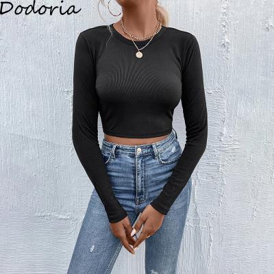 China 2022 Winter Sexy Backless Anti-wrinkle Women Long Sleeve Top Top For Women O-neck Bowknot Black T-shirt for sale