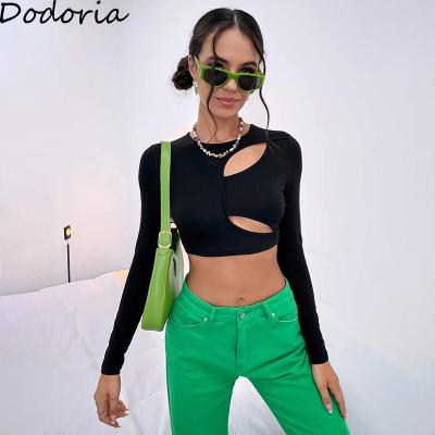 China Anti-Wrinkle Netting Black Hollow Out Harajuku Sexy Crop Top Women's Long Sleeves Streetwear Party Club for sale