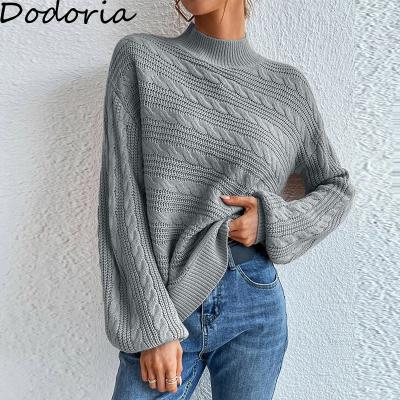 China Custom Women's Hollow Long Sleeve Sweater Anti-Wrinkle Neck Waist Irregular Knitted Sweater Women's Sweater for sale