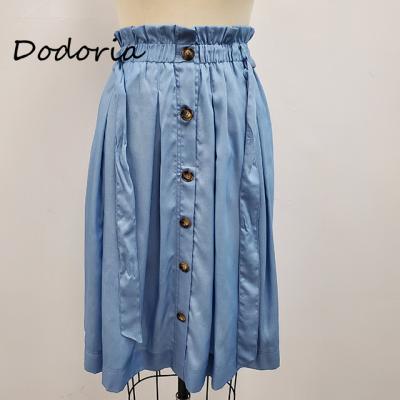 China Anti-Static High Quality Elastic Waist Women Dresses Casual Plain Plain Denim Skirts Buttons Knee-Length Skirt for sale