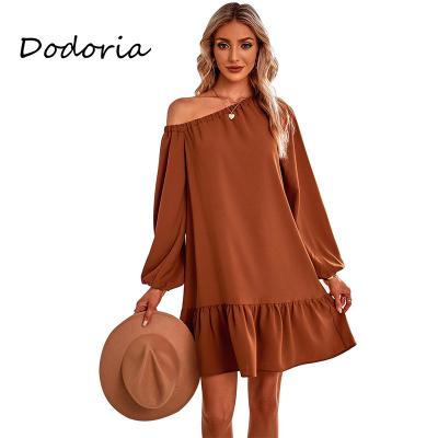 China New Arrival Anti-Static Women Dress Ladies Strapless Fashionable Long Sleeve Ruffles Dresses 2022 OEM&ODM for sale