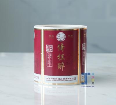 China OEM Strong Adhesive Wine Sticker Label Whiskey Bottle Stickers Labelling Tape for sale