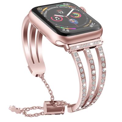 China Fanshion Women Rhinestone Strap Strap For Apple Watch Stainless Steel Wristwatch Band For Iwatch Strap 38/42mm for sale