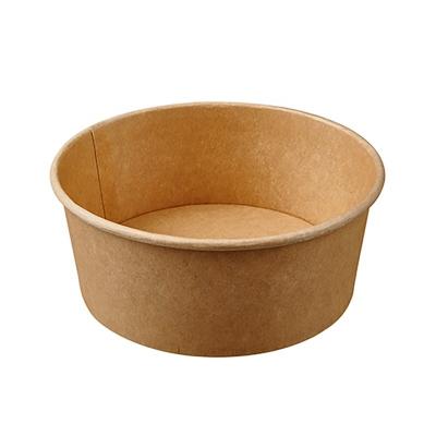 China Round Disposable Aluminum Takeout Box Salad Bowl Gold Foil Bowl Kraft Paper +pp Paper Packaging Wholesale To Bibimbap for sale