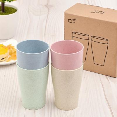 China Durable Wheat Straw Drinking Cup Toothbrush Holder Set Reusable Biodegradable Eco-Friendly Unbreakable Viable Bathroom for sale