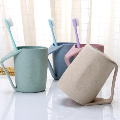 China Durable Wheat Straw Drinking Cup Toothbrush Holder Reusable Biodegradable Cup Eco-Friendly Unbreakable Viable Bathroom for sale