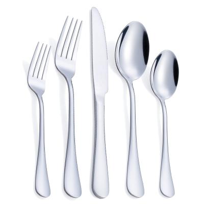 China Sustainable Wholesale Restaurant Cutlery Silver Color Cutlery Set Stainless Steel Flatware Wedding Dinnerware Set 5 Piece Set for sale